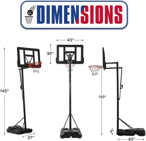 MoNiBloom Basketball Hoop Portable Height Adjustable Basketball Hoop Stand, 29" Backboard Basketball Goals Indoor Outdoor Garage, 5 to 7 Ft Adjustable Height Basketball Hoop for Youth Use, Black in Saudi Arabia