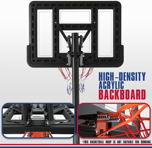 MoNiBloom Basketball Hoop Portable Height Adjustable Basketball Hoop Stand, 29" Backboard Basketball Goals Indoor Outdoor Garage, 5 to 7 Ft Adjustable Height Basketball Hoop for Youth Use, Black in Saudi Arabia