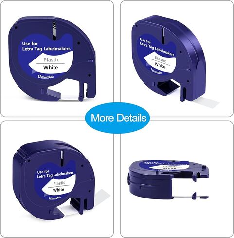 Replacement for Dymo LetraTag Refills 91330 Compatible with Dymo Label Maker White Paper 1/2" x 13' (12mm x 4m), Work for Letratag LT-100H LT-100T 200B QX50 in Kuwait