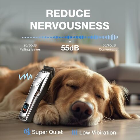 Dog Clippers for Grooming for Thick Heavy Coats, Professional Pet Grooming Clippers Supplies Kit Low Noise Rechargeable Stainless Steel Hair Trimmers with Ceramic Blade for Dogs Cats Animals in Kuwait