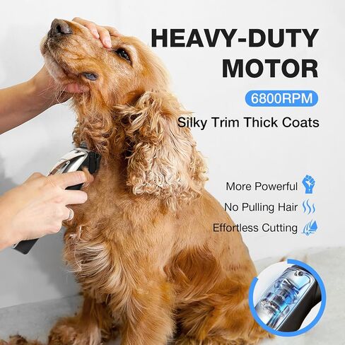 Dog Clippers for Grooming for Thick Heavy Coats, Professional Pet Grooming Clippers Supplies Kit Low Noise Rechargeable Stainless Steel Hair Trimmers with Ceramic Blade for Dogs Cats Animals in Kuwait