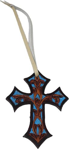 Western 5" Barrel Trail Riding Tooled Leather Cross Saddle Charm 96FK03 in Saudi Arabia