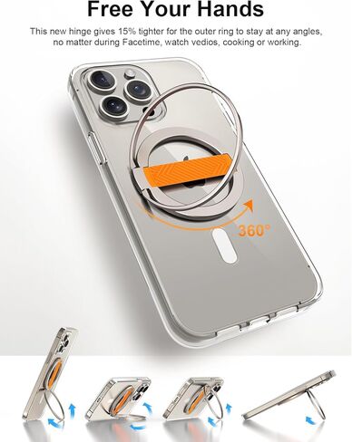EWA MagOne 2nd Gen Phone Grip Stand with Replaceable Silicone Finger Strap, Removable Magnetic Ring Holder Kickstand Loop, Accessories for 15, 14, 13 Pro/Max/Plus in Kuwait