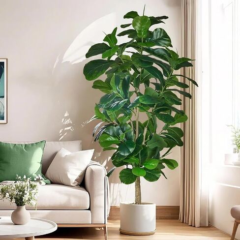 VECELO 6ft Artificial Fiddle Leaf Fig Tree, Tall Fake Ficus Plant with 150 Faux Leaves in Pot for Indoor, Outdoor, Living Room, Office, Garden, Corner Home Decor in Saudi Arabia