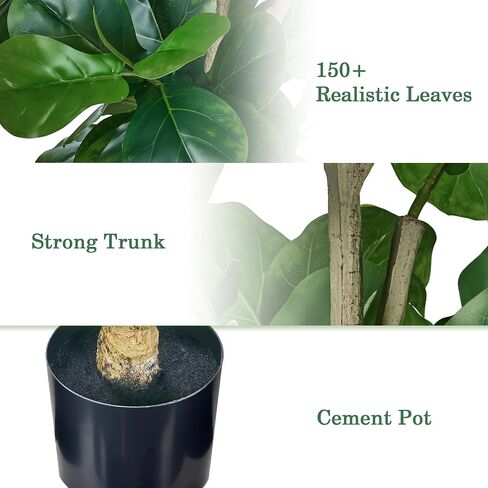VECELO 6ft Artificial Fiddle Leaf Fig Tree, Tall Fake Ficus Plant with 150 Faux Leaves in Pot for Indoor, Outdoor, Living Room, Office, Garden, Corner Home Decor in Saudi Arabia