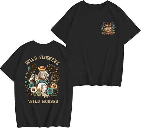 فتيات القميص الغربي القمصان رعاة البقر الأطفال رعاة البقر tshirt rodeo فتاة ركوب الخيل قميص الريف الحفلات الزهرة البرية in Kuwait