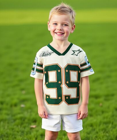 MODNTOGA Boy Girl Baseball Outfit 99 Star Graphic T-Shirt Be Happy Letter Print Short Sleeve Summer Tops V Neck Holiday Shirt in Saudi Arabia