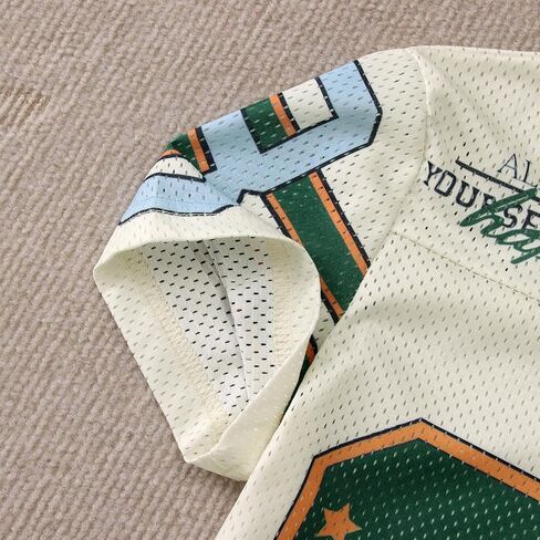 MODNTOGA Boy Girl Baseball Outfit 99 Star Graphic T-Shirt Be Happy Letter Print Short Sleeve Summer Tops V Neck Holiday Shirt in Saudi Arabia