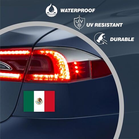 Mexican Flag Car Magnet 2-Pack 4"x6" - Mexico Vinyl Decal with Eagle Emblem | UV Resistant Automotive Sticker for Truck/SUV/Vocho Classic Cars in Kuwait