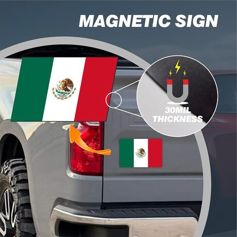 Mexican Flag Car Magnet 2-Pack 4"x6" - Mexico Vinyl Decal with Eagle Emblem | UV Resistant Automotive Sticker for Truck/SUV/Vocho Classic Cars in Kuwait