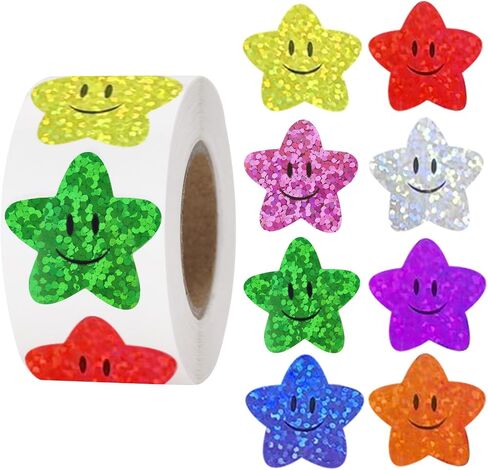 Anwyll Smiley Face Stickers,Happy Face Stickers,500Pcs 1Inch Shiny Glitter Smiley Stickers Roll,Reward Stickers,Fun Smiley Stickers for Kids Teachers Classroom Behavior Charts Calendar Gift Wrapping in Saudi Arabia