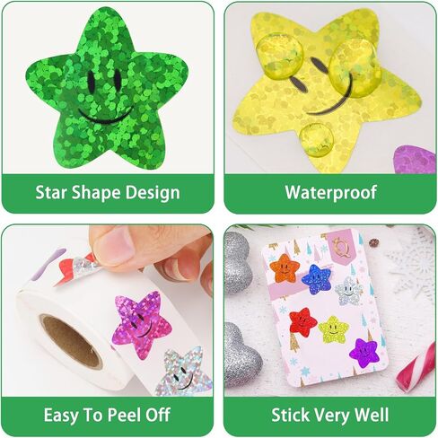 Anwyll Smiley Face Stickers,Happy Face Stickers,500Pcs 1Inch Shiny Glitter Smiley Stickers Roll,Reward Stickers,Fun Smiley Stickers for Kids Teachers Classroom Behavior Charts Calendar Gift Wrapping in Saudi Arabia