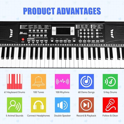Piano Keyboard, 61 Keys Keyboard, Travel Foldable Keyboard Piano with Beginner and Adults in Saudi Arabia