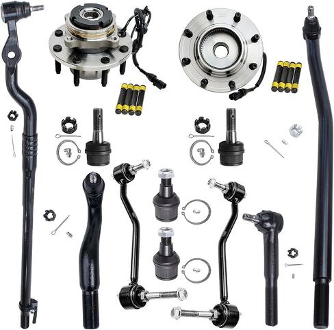 Detroit Axle-4WD Front 12PC Wheel Bearing Hubs Kit For Ford F-250 F-350 Super Duty Troube Wheel Bearing Ball Combins Rods Rods Bars Bars [SRW Thread W/ABS فقط] in Saudi Arabia