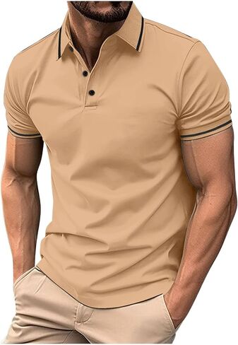Muscularfit Men Polo Polo Shirts قصيرة الأكمام الصلبة القصيرة زر أعلى القميص فضفاضة ملاءمة الجولف أعلى ملابس عصرية الملابس 2024 in Kuwait