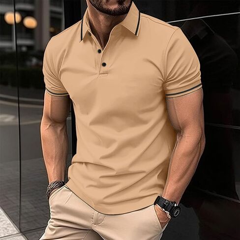 Muscularfit Men Polo Polo Shirts قصيرة الأكمام الصلبة القصيرة زر أعلى القميص فضفاضة ملاءمة الجولف أعلى ملابس عصرية الملابس 2024 in Kuwait