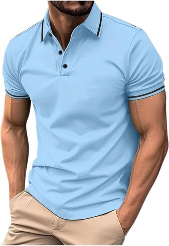 Muscularfit Men Polo Polo Shirts قصيرة الأكمام الصلبة القصيرة زر أعلى القميص فضفاضة ملاءمة الجولف أعلى ملابس عصرية الملابس 2024 in Kuwait