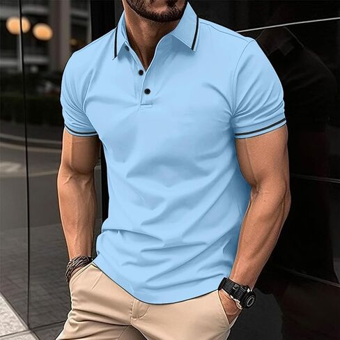 Muscularfit Men Polo Polo Shirts قصيرة الأكمام الصلبة القصيرة زر أعلى القميص فضفاضة ملاءمة الجولف أعلى ملابس عصرية الملابس 2024 in Kuwait