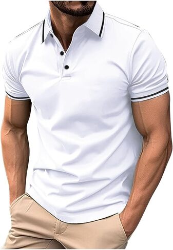 Muscularfit Men Polo Polo Shirts قصيرة الأكمام الصلبة القصيرة زر أعلى القميص فضفاضة ملاءمة الجولف أعلى ملابس عصرية الملابس 2024 in Kuwait