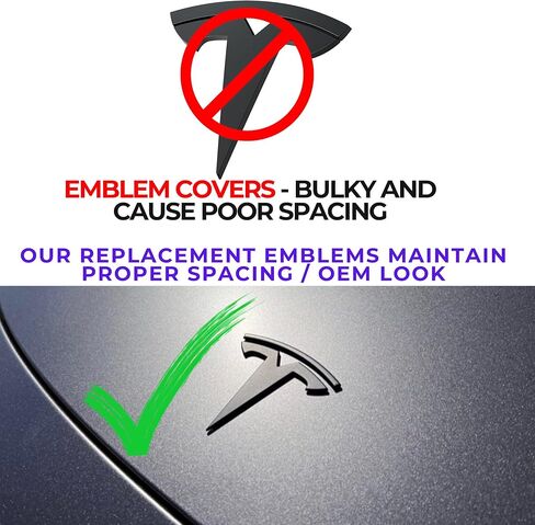 Tesla Model 3 Emblem Bundle Front Rear T Badge Matte Black Glossy Black Logo OEM Dual Motor Set Metal Decal Sticker with 3m Adhesive Highland (Matte Black) in Kuwait