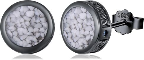 Men's Viking Earrings S925 Sterling Silver Celtic Knot Stud Earrings Iced Out Cz Blue Cubic Zirconia with Celtic Knot Stylish Viking Punk Jewelry Gift for Men Women in Kuwait