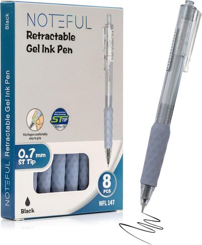 Silent Click Gel Pens For Journaling, Smooth Writing Pen, Blue Gel Ink Medium Point Pens (0.7 mm), Pack of 8 in Saudi Arabia