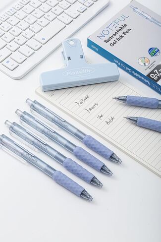 Silent Click Gel Pens For Journaling, Smooth Writing Pen, Blue Gel Ink Medium Point Pens (0.7 mm), Pack of 8 in Saudi Arabia