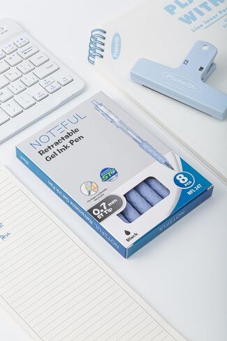 Silent Click Gel Pens For Journaling, Smooth Writing Pen, Blue Gel Ink Medium Point Pens (0.7 mm), Pack of 8 in Saudi Arabia