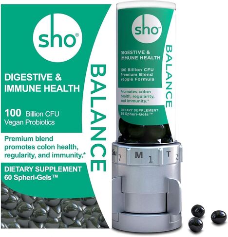 SHO Balance kit 100 Billion CFU 60 Pills Prebiotics & Probiotics for Digestive Health, Vegan Supplement for Women & Men, Lactobacillus Casei, with 2 Month in Saudi Arabia