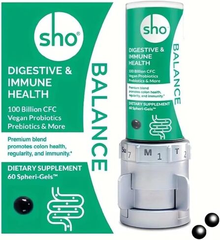 SHO Balance kit 100 Billion CFU 60 Pills Prebiotics & Probiotics for Digestive Health, Vegan Supplement for Women & Men, Lactobacillus Casei, with 2 Month in Saudi Arabia