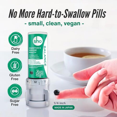 SHO Balance kit 100 Billion CFU 60 Pills Prebiotics & Probiotics for Digestive Health, Vegan Supplement for Women & Men, Lactobacillus Casei, with 2 Month in Saudi Arabia