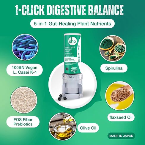 SHO Balance kit 100 Billion CFU 60 Pills Prebiotics & Probiotics for Digestive Health, Vegan Supplement for Women & Men, Lactobacillus Casei, with 2 Month in Saudi Arabia