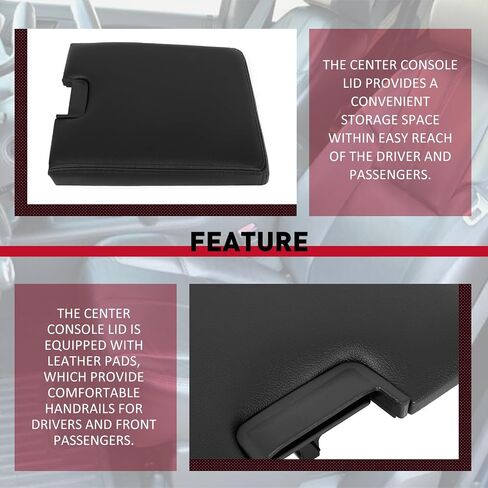 Hecasa Center Console LID متوافق مع 2007-2014 Chevy Silverado Silverado Tahoe Avalanche GMC Sierra Denali Yukon XL 1500 2500 HD 3500 HD New Body Style Prespons for 20864151 20864154 - Black in Saudi Arabia