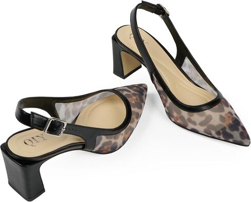 QIY Womens Pumps Pointed Closed Toe Chunky Heel Slingback Heels for Women in Saudi Arabia