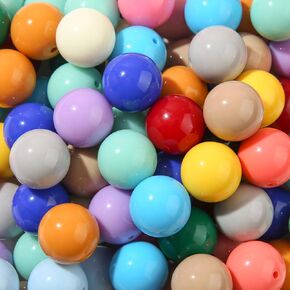 20mm Acrylic Beads Color Round Beads Chunky Bubblegum Beads for DIY Jewelry Making (White Pearl)