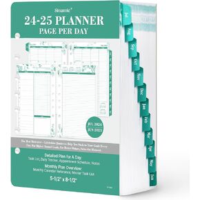 2024 Planner Refills – Planner Refills 2024 from Jan 2024 - Dec 2024, Two Pages Per Day Daily ＆ Monthly Planner, 5.5" x 8.4" Ring-Bound Organizer, Tabs, Quotes, Prioritized Task, Daily Tracker/Notes,