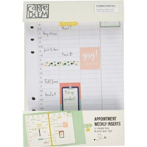 Carpe Diem Appt Planner Essentials Vertical Appointment Weekly Inserts, 21.1 x 14.7 x 1.6 cm, White