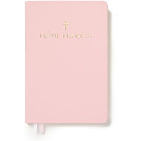 Faith Planner 6 Month Undated 2025 Christian Planner, Prayer Journal & Gratitude Journal | A5 Pink Leather Planner with Monthly, Weekly & Daily Scheduling & Bible Verses