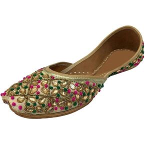 Multicoloured Embroidered Handmade Women Ballet Shoes Mojari Sandel Juti Khussa Shoe