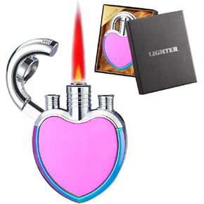 Jet Torch Lighter, Jet Red Flame Windproof Gas Lighter Butane Lighter Refillable Butane Gas, Creative Love Lock Lighter Ice Surface Design Gifts for Birthday,Valentine's Day,Festival,Lover(Blue Ice)