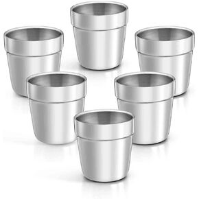 TeamFar Toddler Cups, 6 oz Toddler Insulated Cups Tumbler Mug Stainless Steel for Kids Preschooler Camping Travel, Safe & Healthy, Double Walled & Dishwasher Safe - Set of 6
