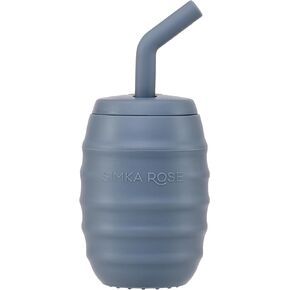 Simka Rose Silicone Sippy Cup with Straw - Spill Proof Infant Transition Cup + Toddler Training Cup + Weighted Open Cup for Baby with Measurement Markings - Fits in Car Cupholders & Bag Pockets 12+Mos