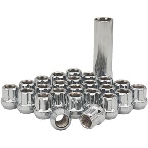 14X1.5 Open Bulge Acorn Spline Lug Nuts 0.85" 6 Lug Install Kit Chrome