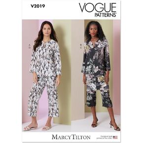 Vogue Misses' Lounge Sets Sewing Pattern Packet by Marcy Tilton, Design Code V2019, Sizes XS-S-M-L-XL, Multicolor