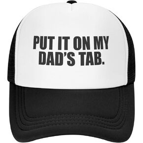 Put It On My Dad's Tab Trucker Hat Unisex Adult Hats Adjustable Cap for Men and Women Classic Fishing Caps