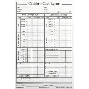 500 Cashier Depot Cashier's Cash Report Envelopes, 6" x 9", Open End, Premium, Peel & Seal Closure, 500 Envelopes (28lb. White)