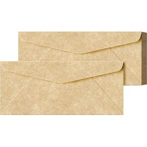 Elegant Aged Parchment #10 Business Envelopes – Great for Invitations, Greetings, Holiday, Office, Invoices, Letters, Mailings | 4 1/8 x 9 1/2 Inches | 50 Per Pack