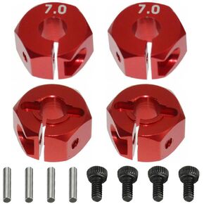 4PCS ShareGoo Aluminum Wheel Hex Hubs Mount 12mm Drive Adapter 7mm Thickness Compatible with HPI HSP Redcat Tamiya Traxxas RC4WD D90 1/10 RC Car Truck,Red