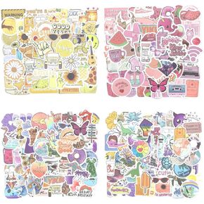 275 Pcs Cute Waterproof Vinyl Aesthetic VSCO Sticker, VSCO Yellow Pink Beach Mixed Sticker, Cup Skateboard Laptop Luggage Vinyl Stickers