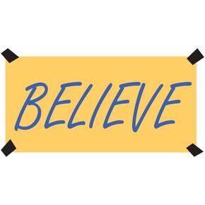 Believe Sticker, Vinyl Decal Bumper Stickers Believe Laptop Jounaling Bike Kid Teens Guitar for Laptop, car, Luggage, Quote, Water Bottle, Skateboard (4" Wide) with Waterproof, S.K Production